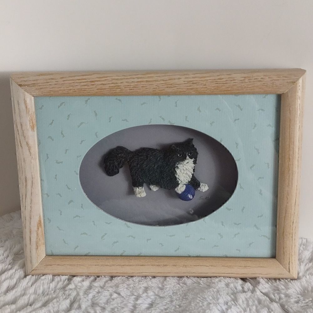 Figi Graphics Wood Framed "Cat At Play" Wall Decor